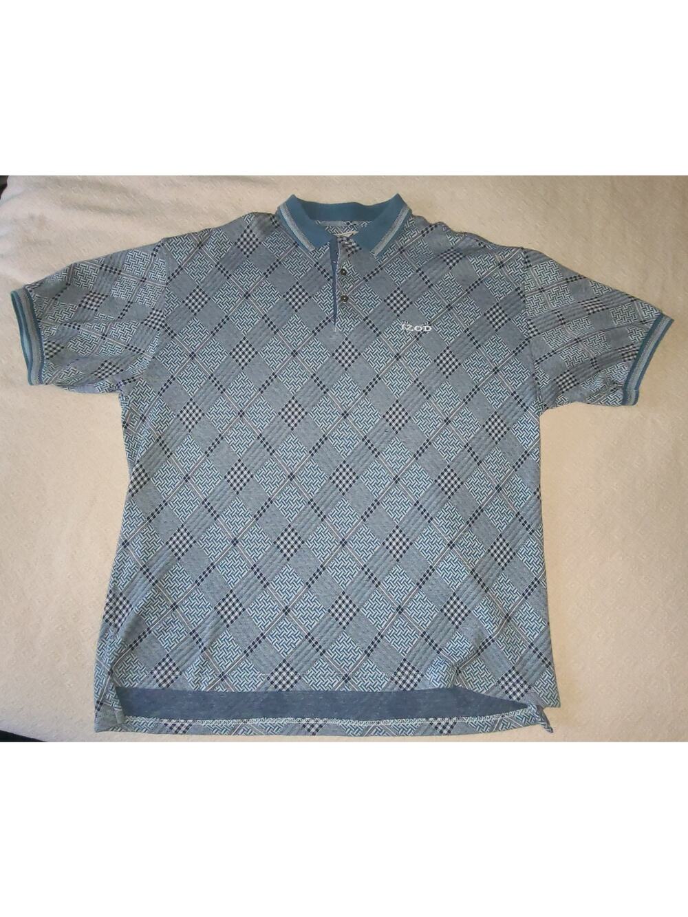 Vintage IZOD Polo Shirt Mens XL All Over Print Argyle Cotton Logo
